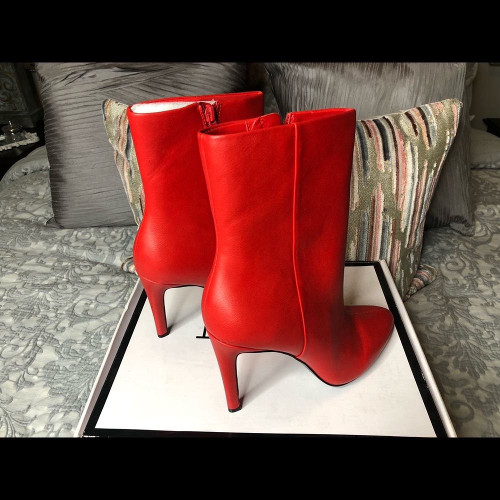 RARE - Nine West Lipstick Red Leather Boots Size 9
